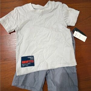 DKNY White Tee with Striped Shorts for Kids